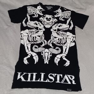 Killstar Dinosaur Skeleton Skull Long Shirt Bones Horror Vintage Tee Dolls Kill